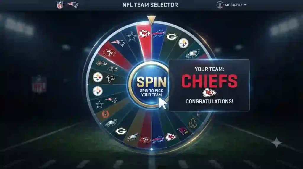 Choose your team by spinning the wheel in our random NFL team generator