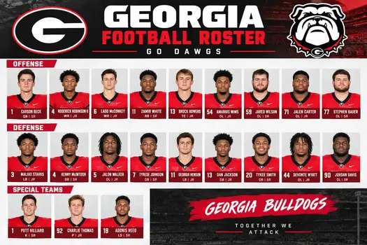 Georgia Football Roster featuring Bulldogs players by position